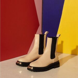 Sandro Cream Chelsea Boots